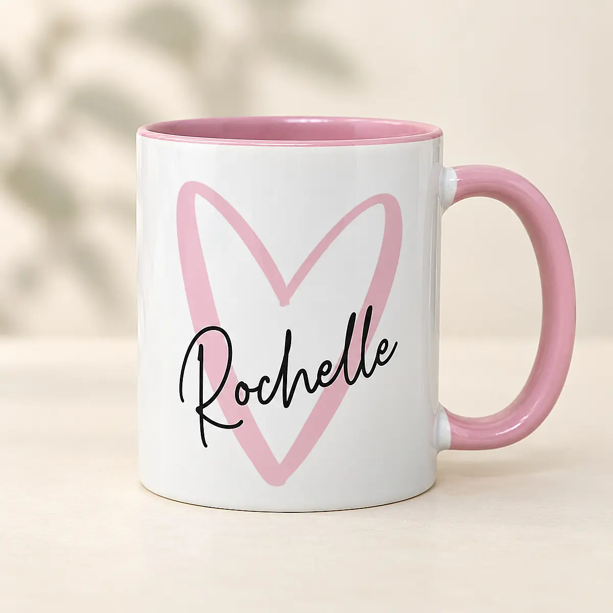 Personalised Pink Heart Mug