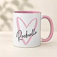 Personalised Pink Heart Mug