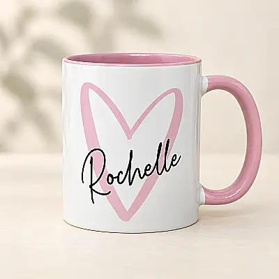 Personalised Pink Heart Mug
