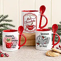 Personalised Christmas Hot Chocolate Mug with Spoon