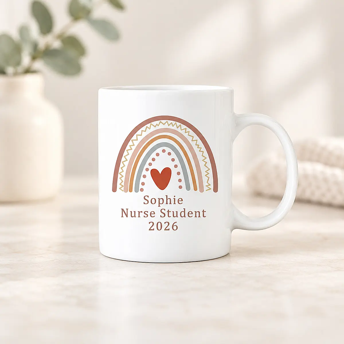 Personalised Student Nurse Rainbow Mug – Name &amp; Year