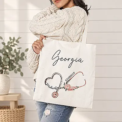 Personalised Midwife or Student Midwife Tote Bag