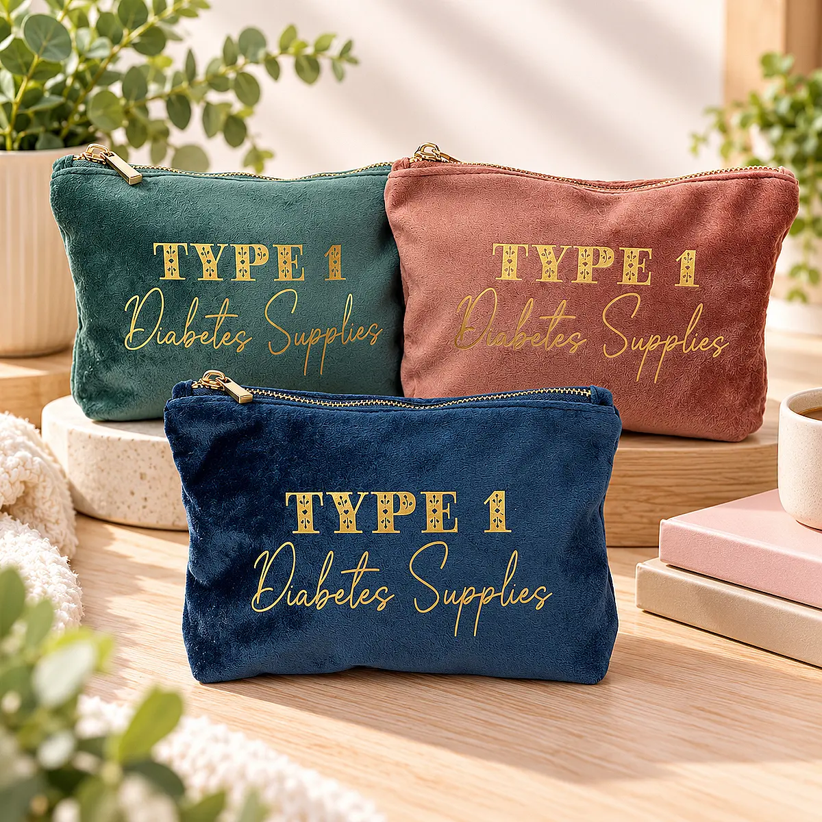 Type 1 Diabetes Supplies Velvet Pouch
