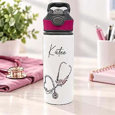Personalised Nurse Water Bottle – 650ml Flip Lid