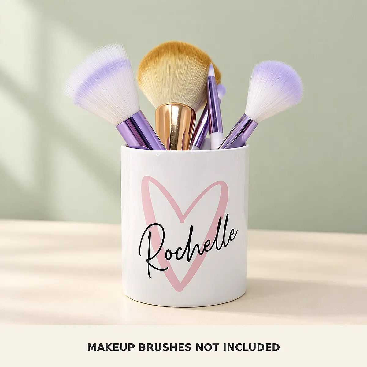 Personalised Heart Makeup Brush Holder