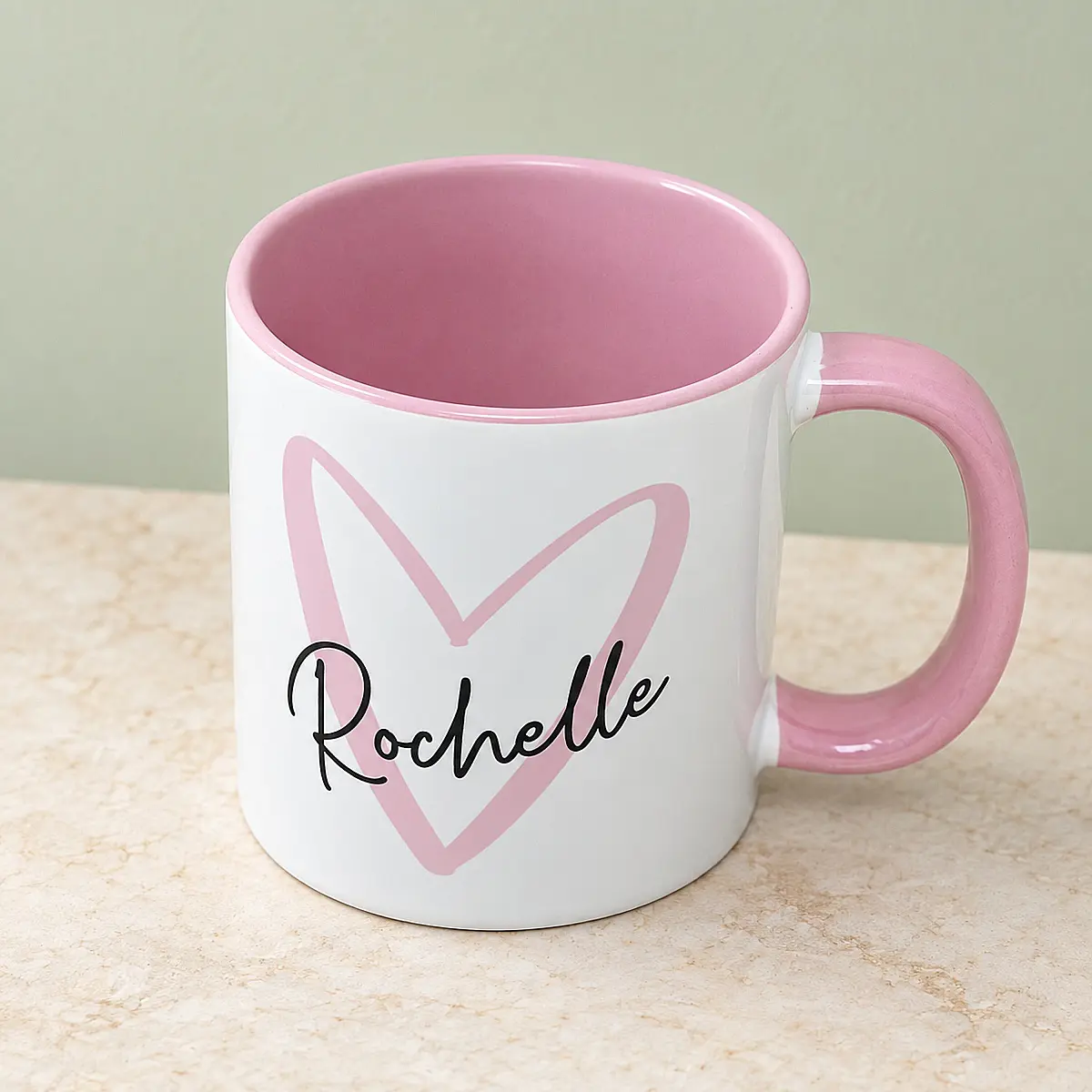 Personalised Pink Heart Mug