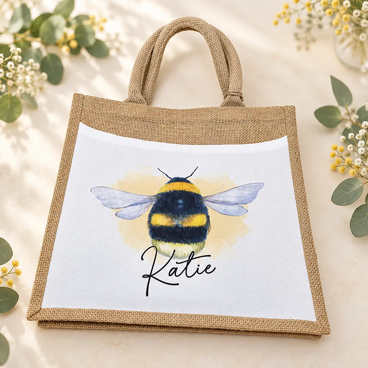Personalised Bee Jute Bag