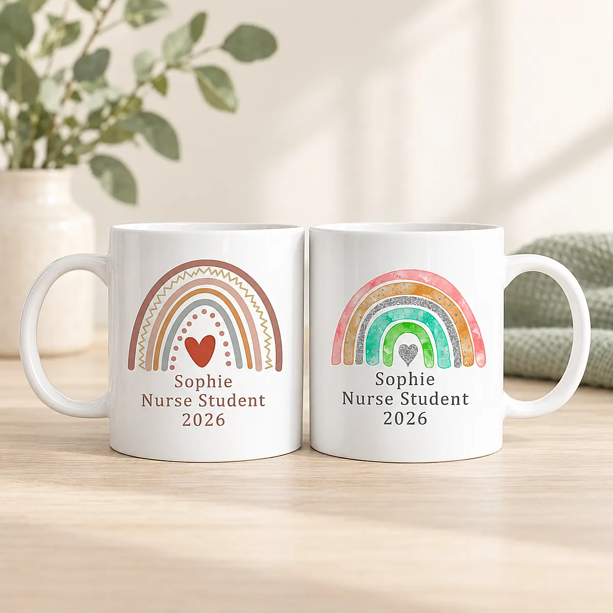 Personalised Student Nurse Rainbow Mug – Name &amp; Year