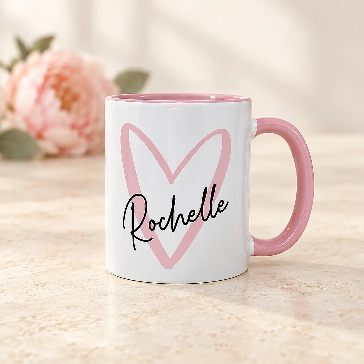 Personalised Pink Heart Mug