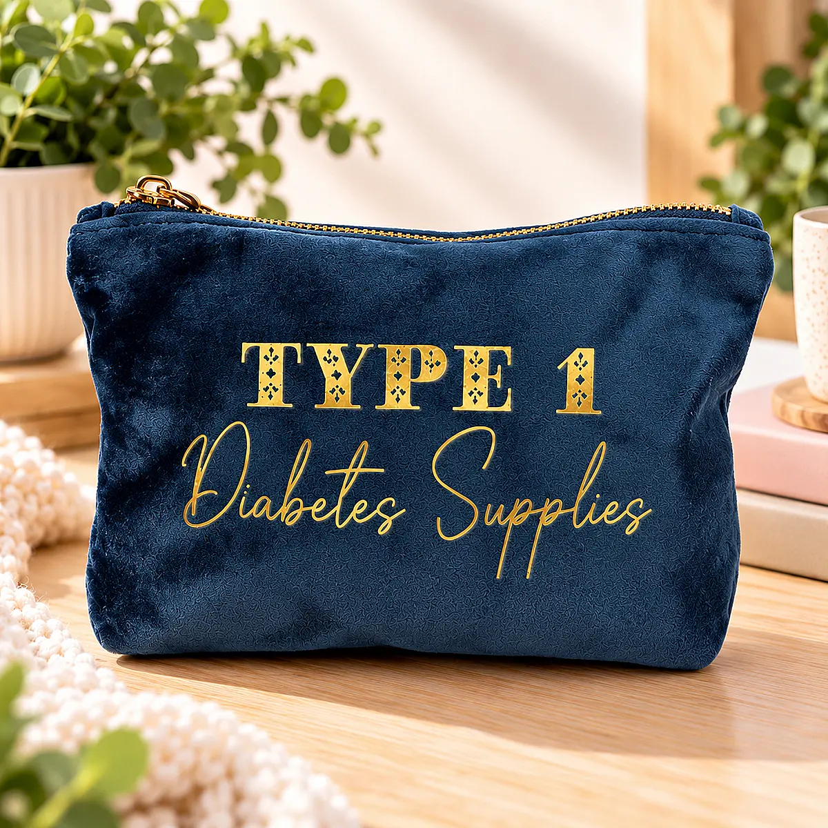 Type 1 Diabetes Supplies Velvet Pouch