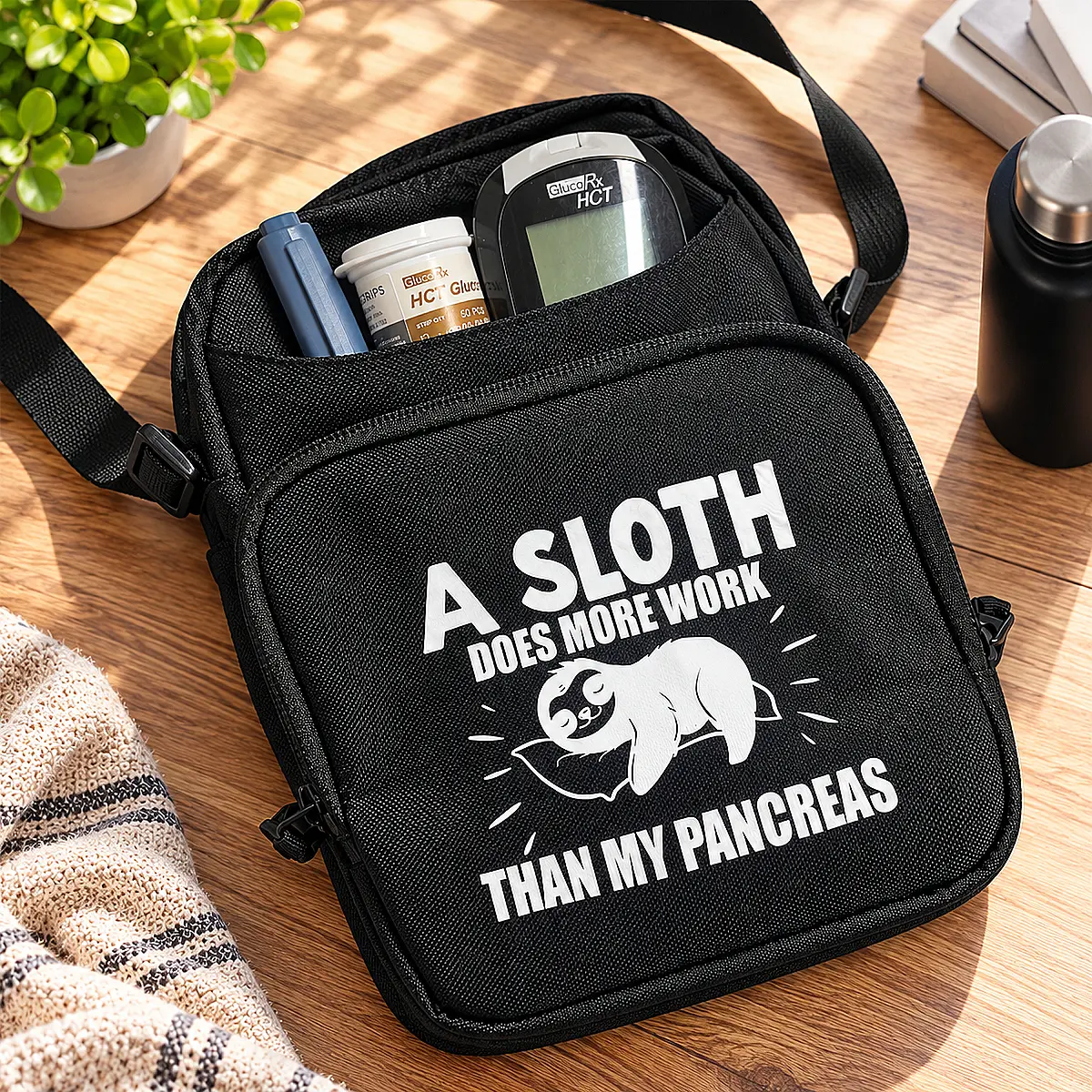 Diabetes Crossbody Bag – Funny Sloth Design