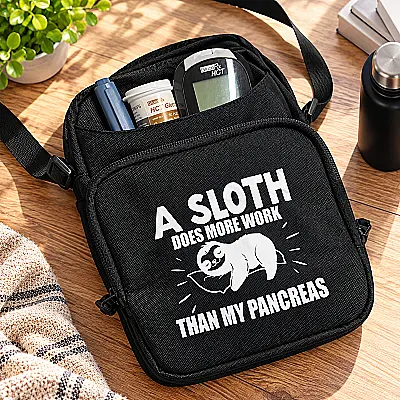Diabetes Crossbody Bag – Funny Sloth Design