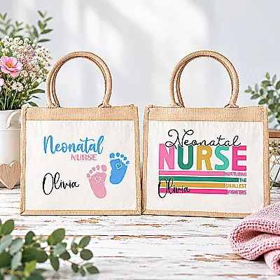 Personalised Neonatal Nurse Jute Bag – Choice of 2 Designs