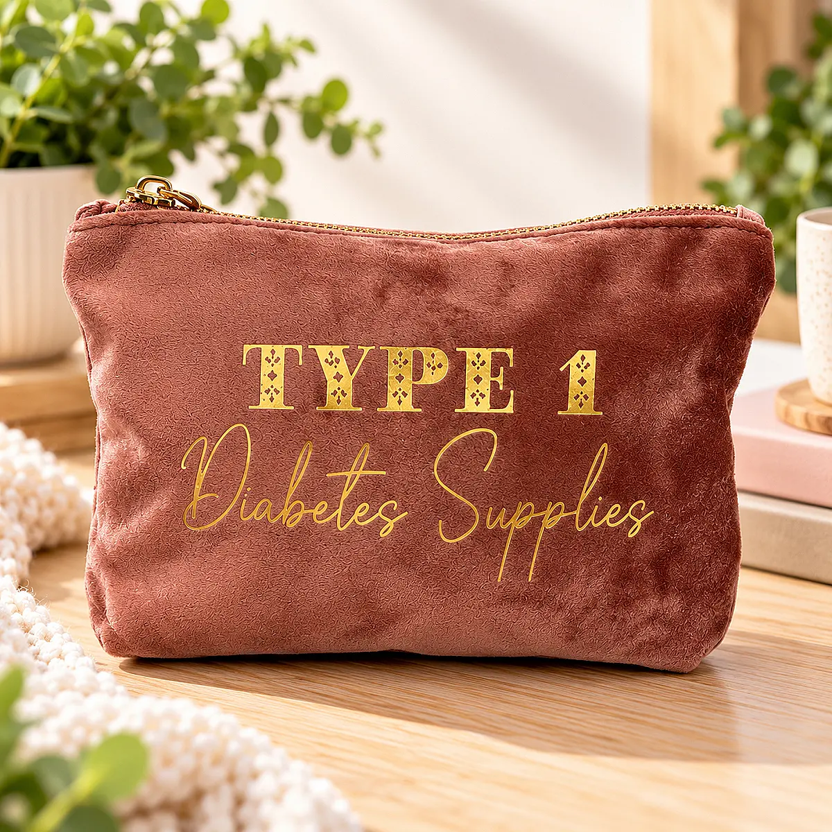 Type 1 Diabetes Supplies Velvet Pouch
