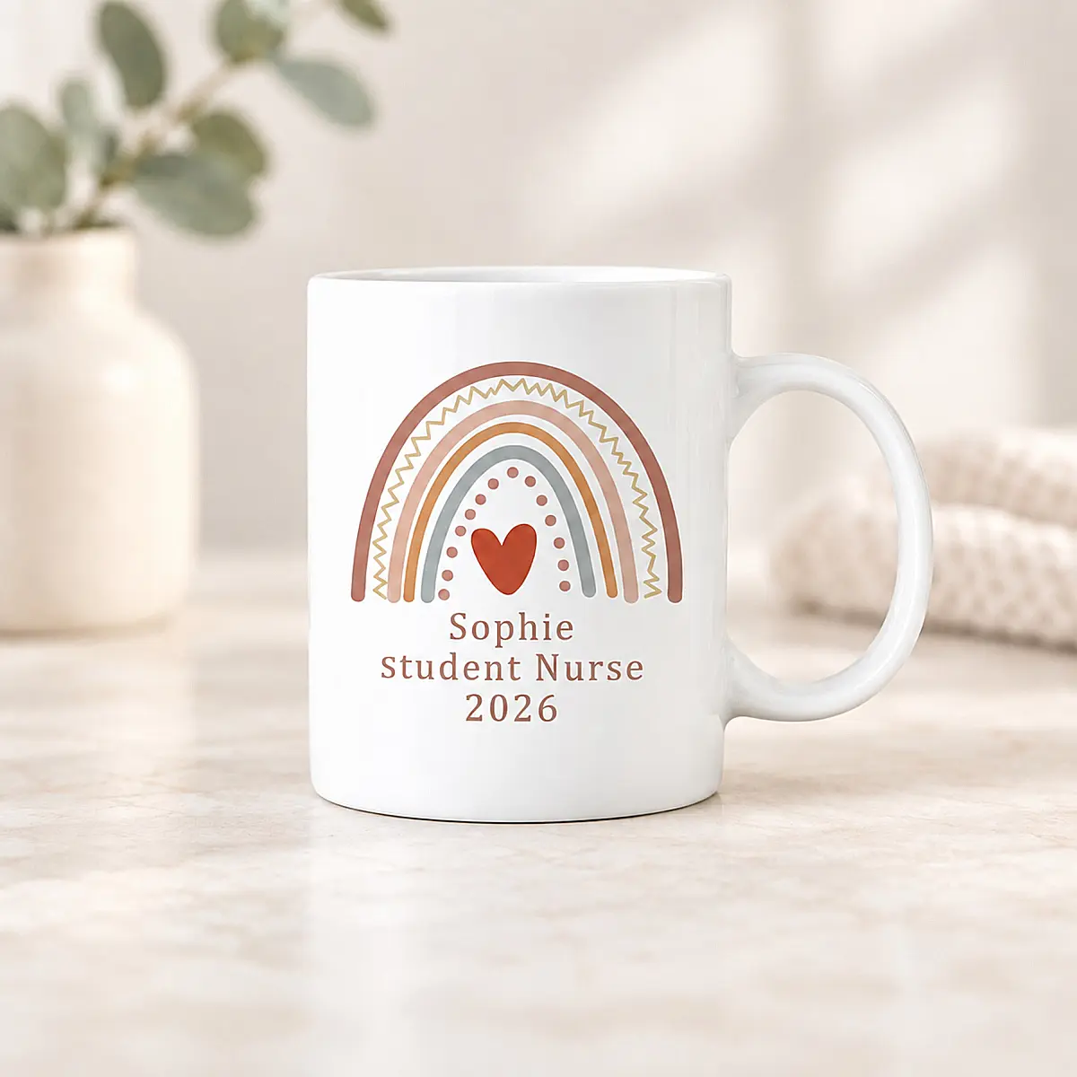 Personalised Student Nurse Rainbow Mug – Name &amp; Year