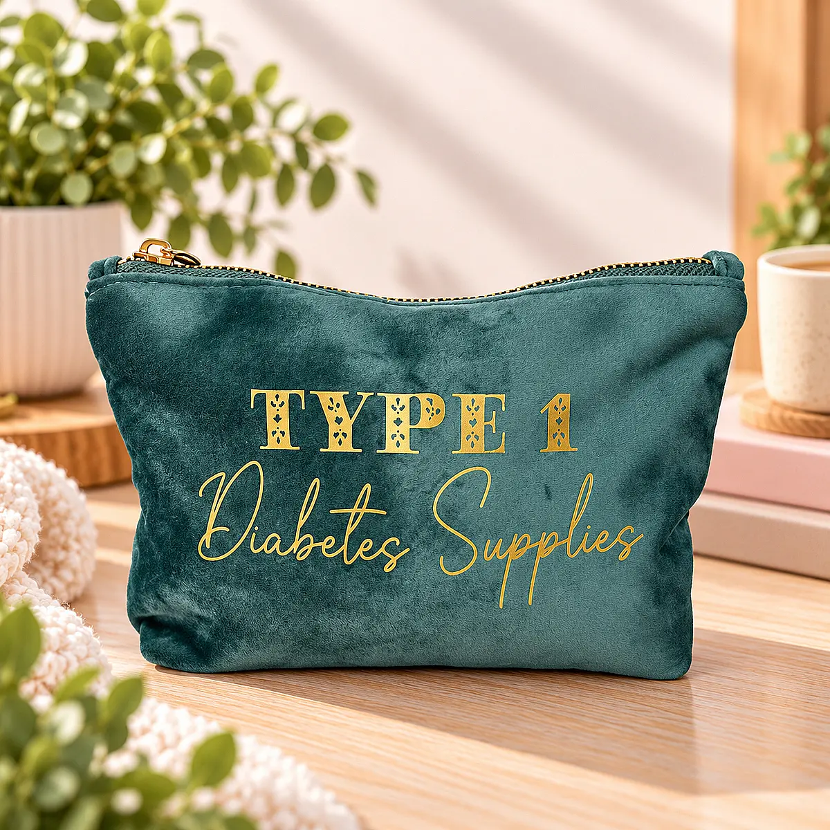 Type 1 Diabetes Supplies Velvet Pouch