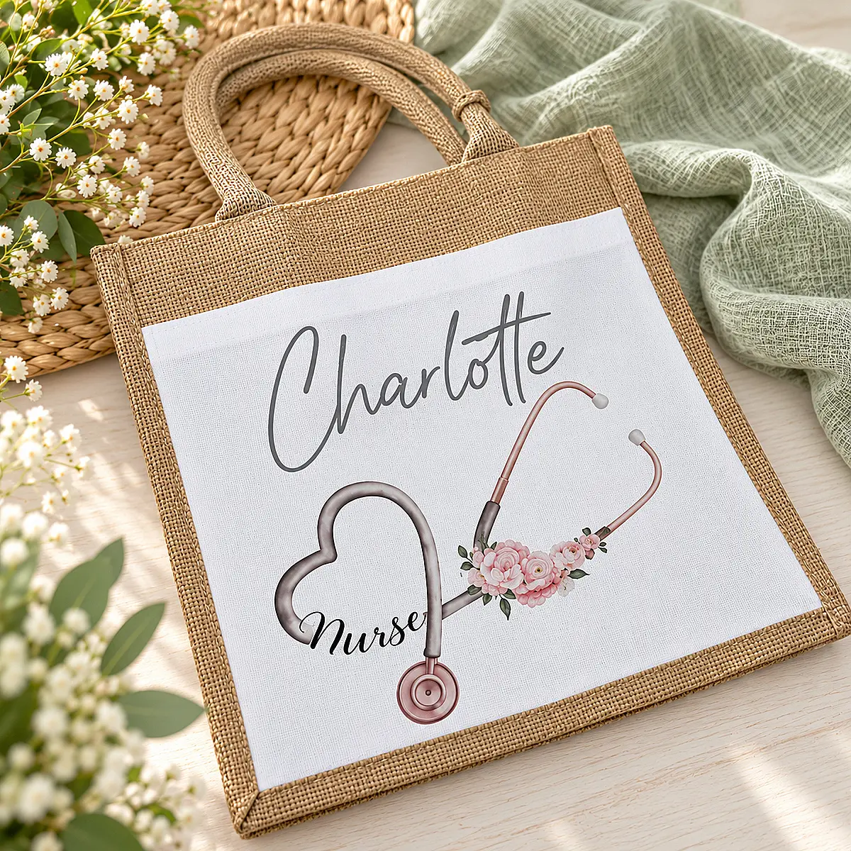 Personalised Nurse &amp; Student Nurse Jute Bag