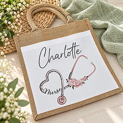 Personalised Nurse & Student Nurse Jute Bag