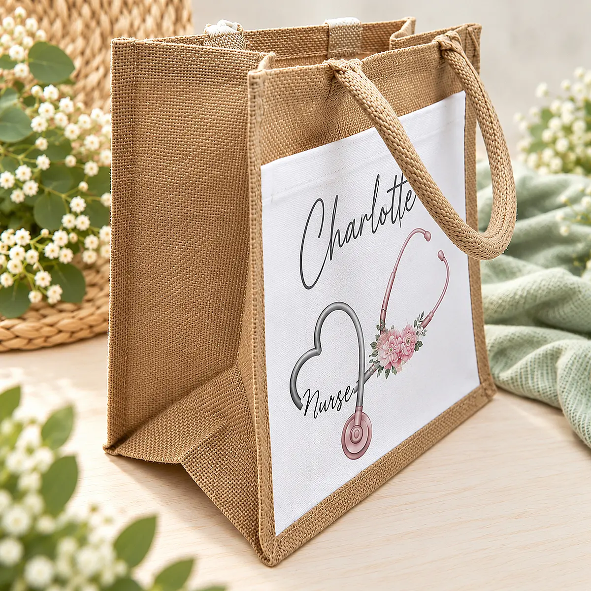 Personalised Nurse &amp; Student Nurse Jute Bag