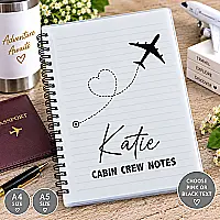 Personalised Cabin Crew Notebook – Flight Attendant A4 or A5