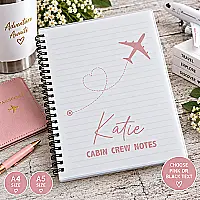 Personalised Cabin Crew Notebook – Flight Attendant A4 or A5