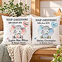 Personalised Elephant Christening, Baptism or Communion Cushion