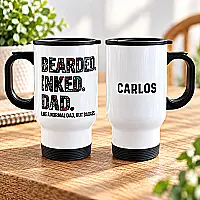 Personalised Bearded Inked Dad Travel Mug