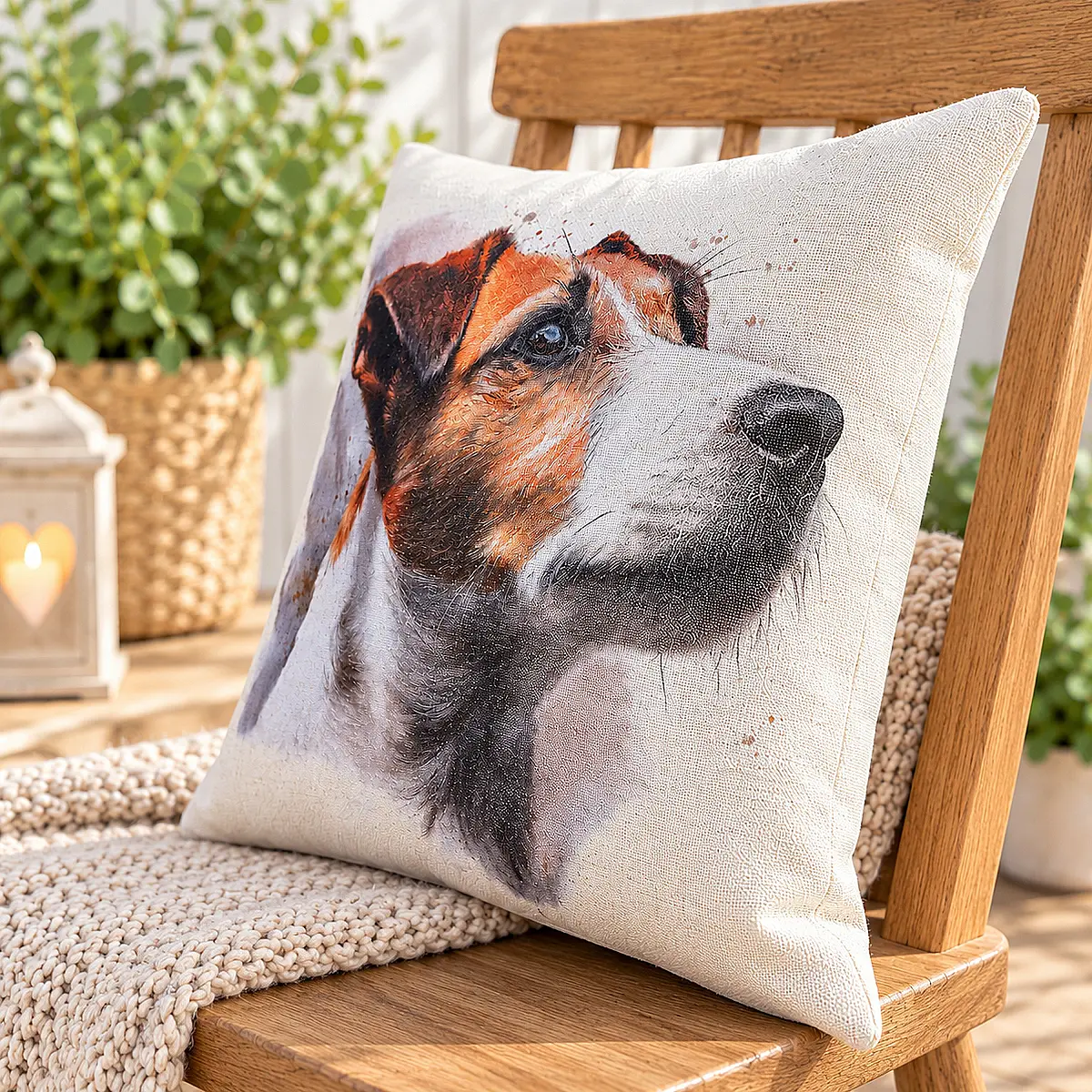 Jack Russell Linen Effect Cushion