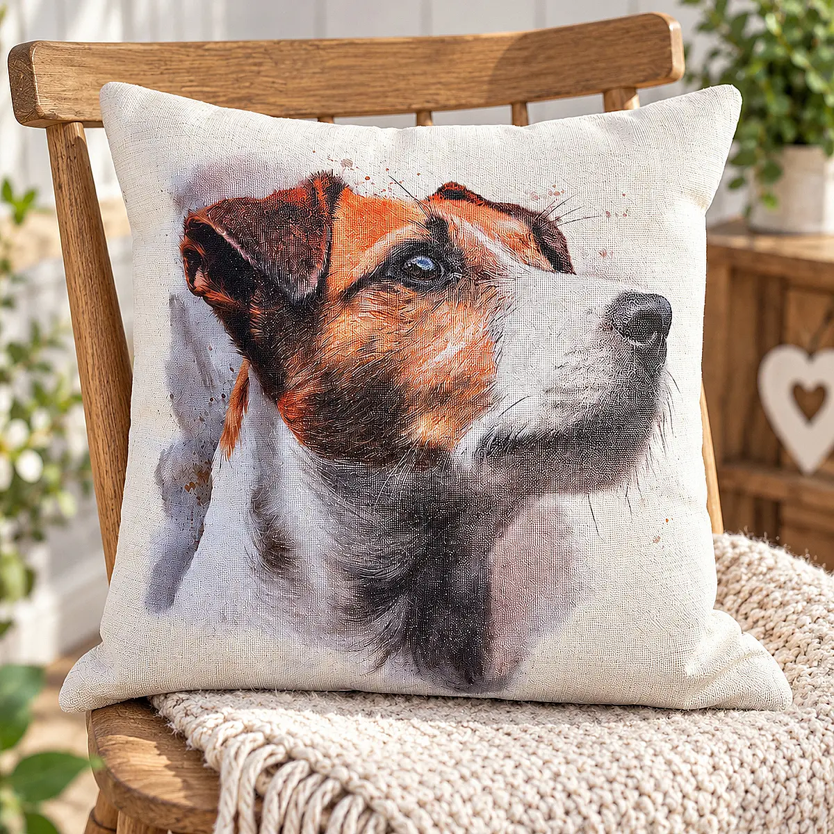 Jack Russell Linen Effect Cushion