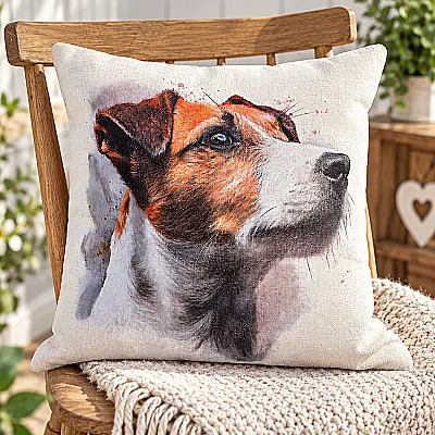 Jack Russell Linen Effect Cushion