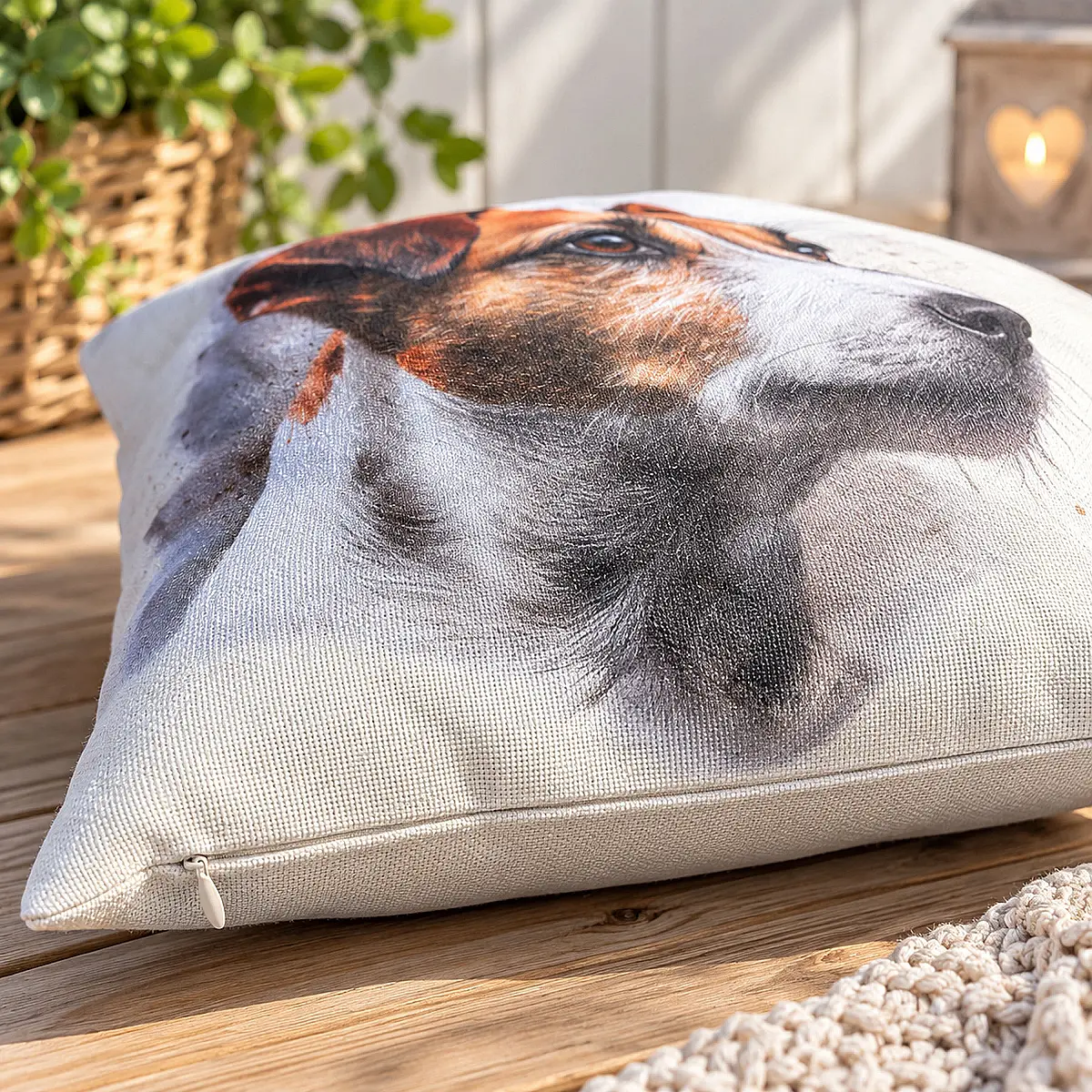 Jack Russell Linen Effect Cushion
