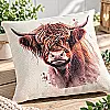 Highland Cow Linen Effect Cushion