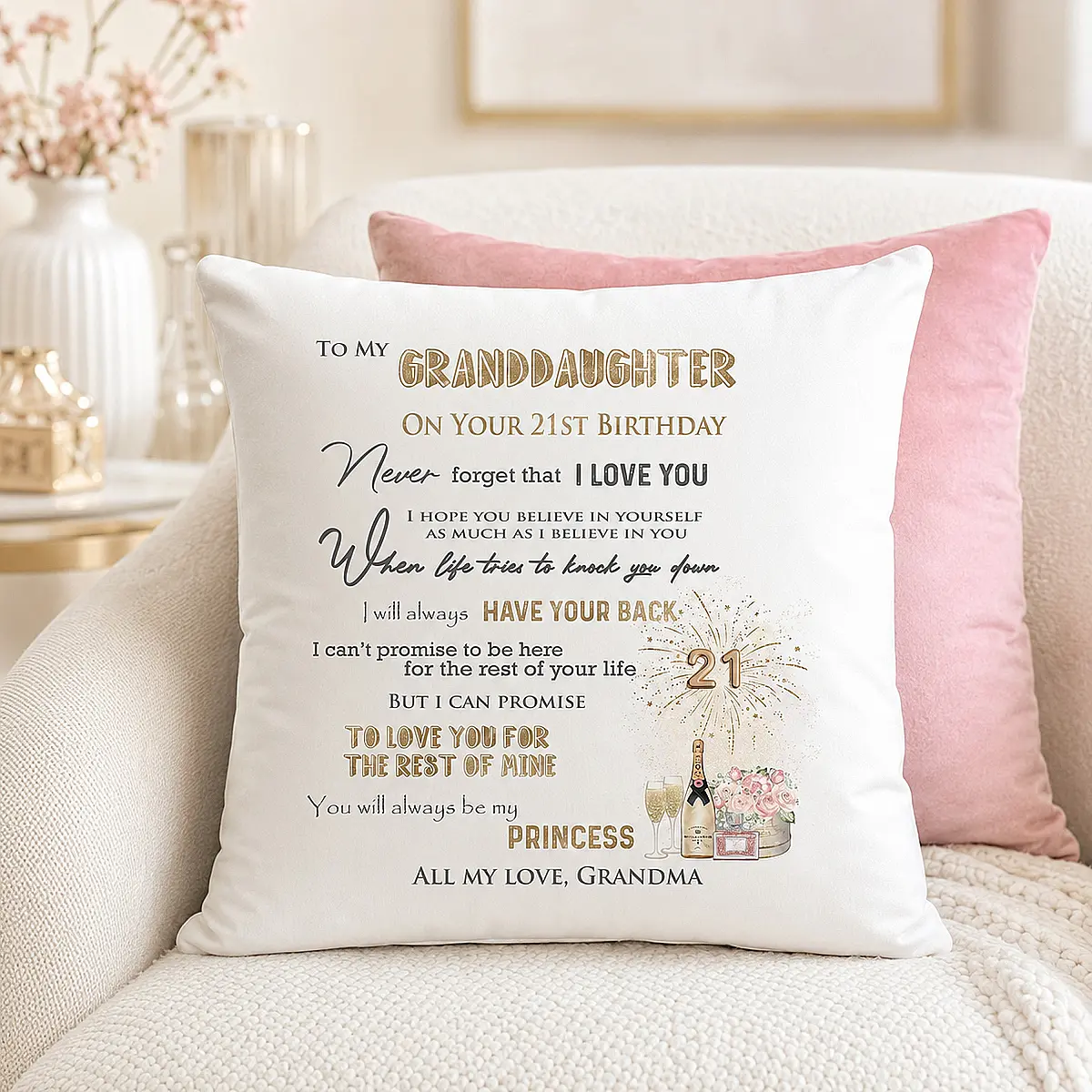 Personalised 18th, 21st &amp; Milestone Birthday Cushion