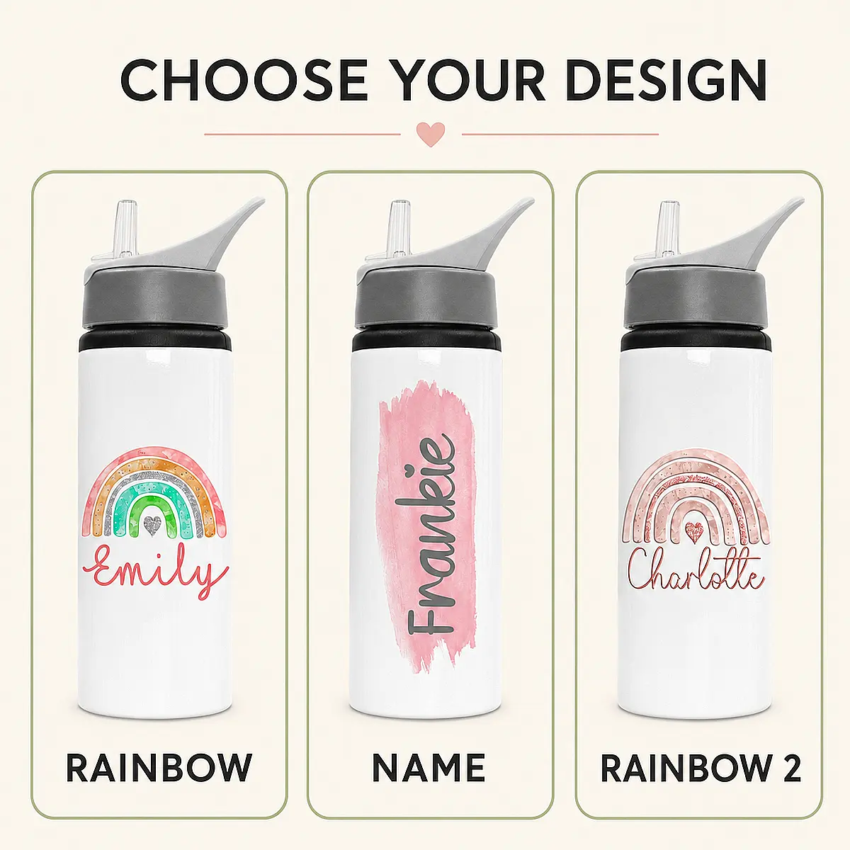 Personalised 650ml Aluminium Straw Water Bottle