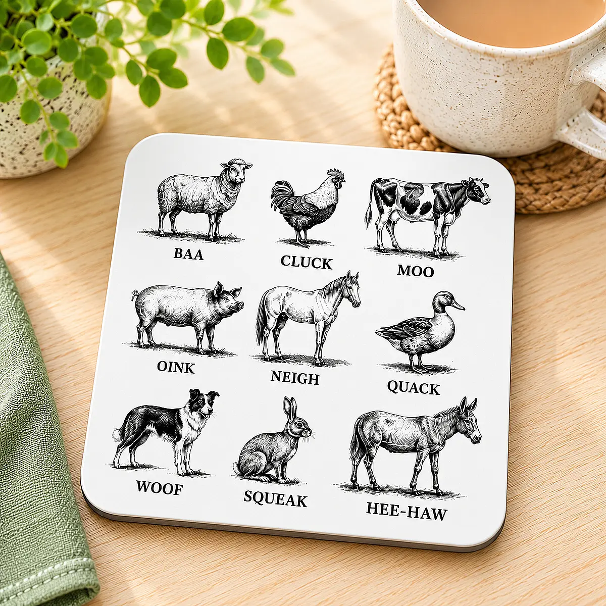 Funny Farm &amp; Country Coasters – Single or Set of 4