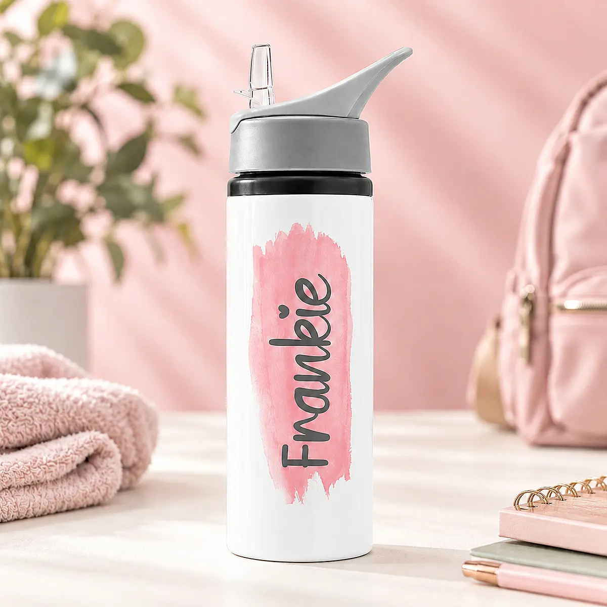 Personalised 650ml Aluminium Straw Water Bottle