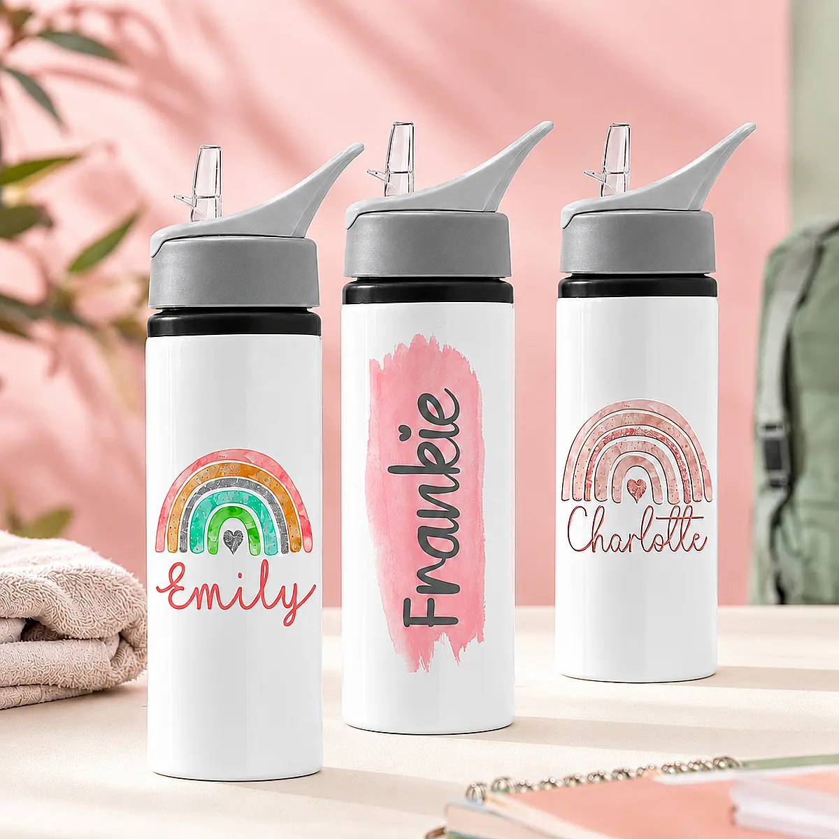 Personalised 650ml Aluminium Straw Water Bottle