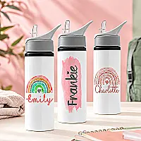 Personalised 650ml Aluminium Straw Water Bottle