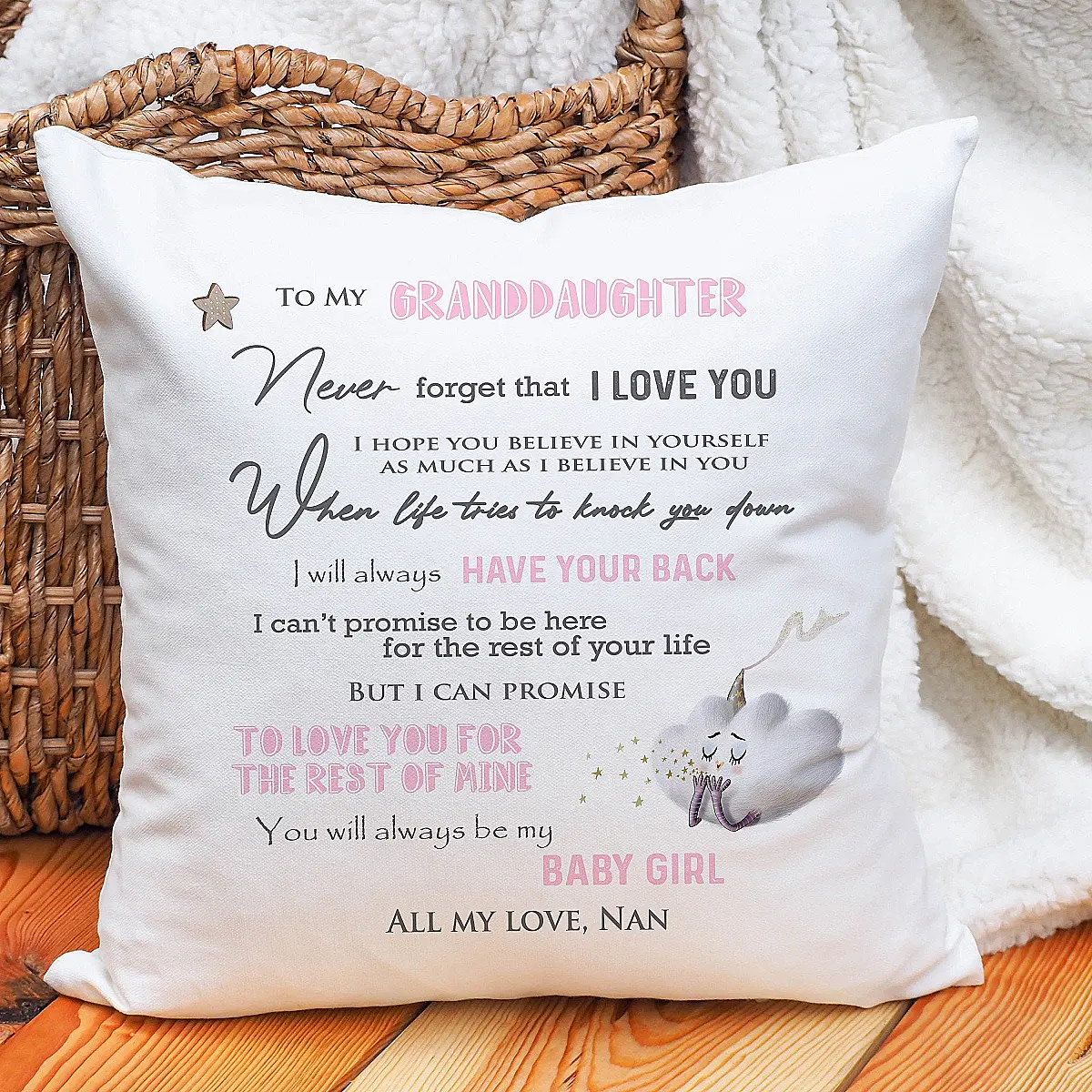 Personalised Granddaughter Poem Cushion