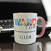 Personalised Ward Clerk Rainbow Mug – Pink or Blue