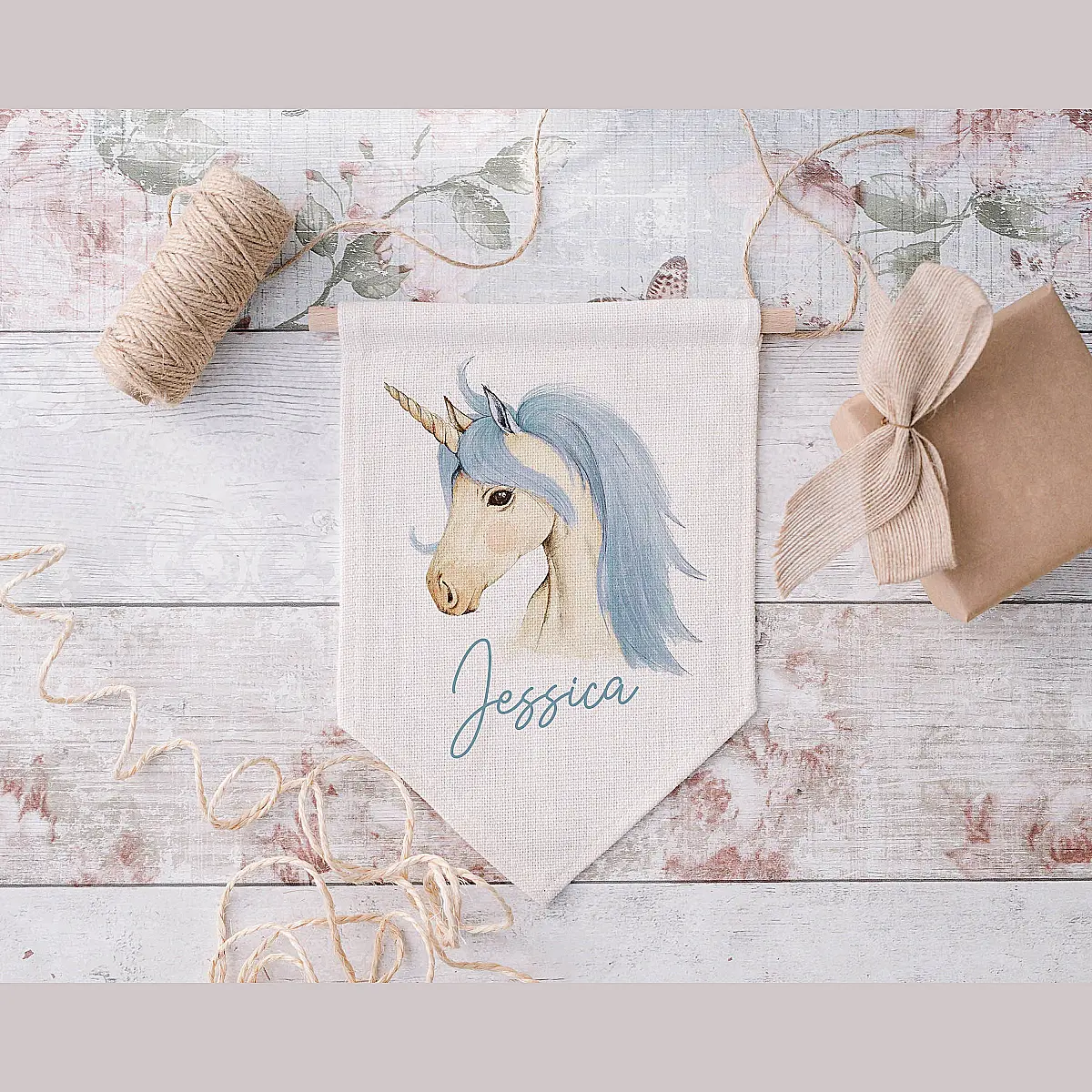 Personalised Unicorn Hanging Pennant – Children’s Bedroom Decor