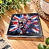 Colourful Roaring Lion Ceramic Coaster – Red, White &amp; Blue