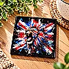 Colourful Roaring Lion Ceramic Coaster – Red, White &amp; Blue