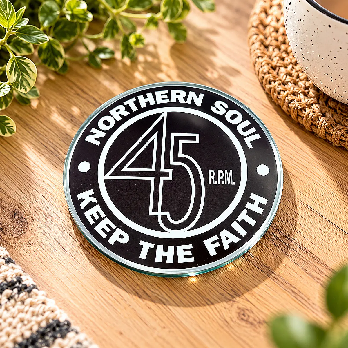 Northern Soul 45 RPM Glass Coaster – Single or Set of 4