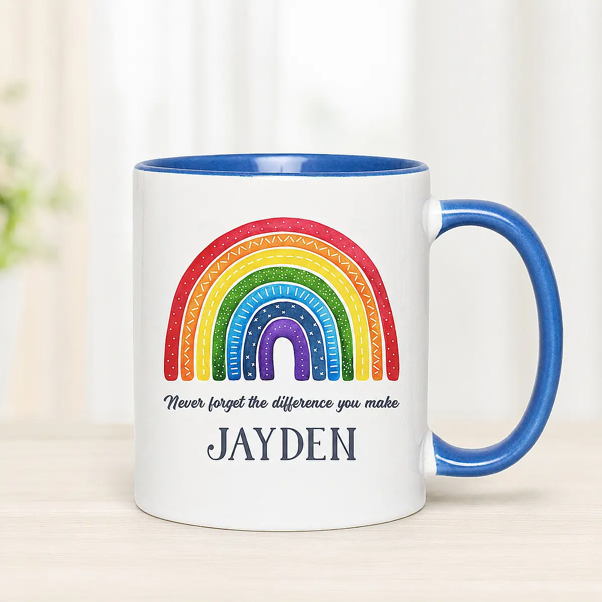 Personalised Rainbow Mug – Inspirational Thank You Gift