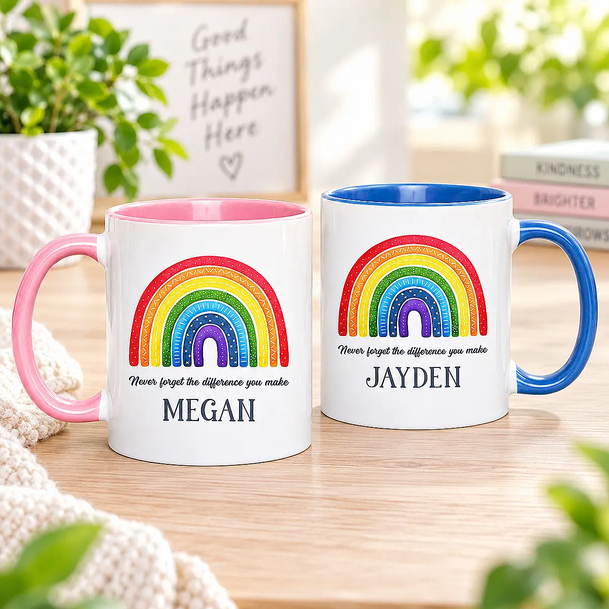 Personalised Rainbow Mug – Inspirational Thank You Gift
