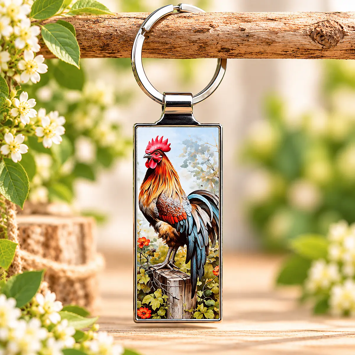 Country Animal Keyring – Highland Cow, Horse, Collie, Sheep &amp; Cockerel