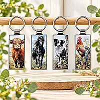 Country Animal Keyring – Highland Cow, Horse, Collie, Sheep & Cockerel