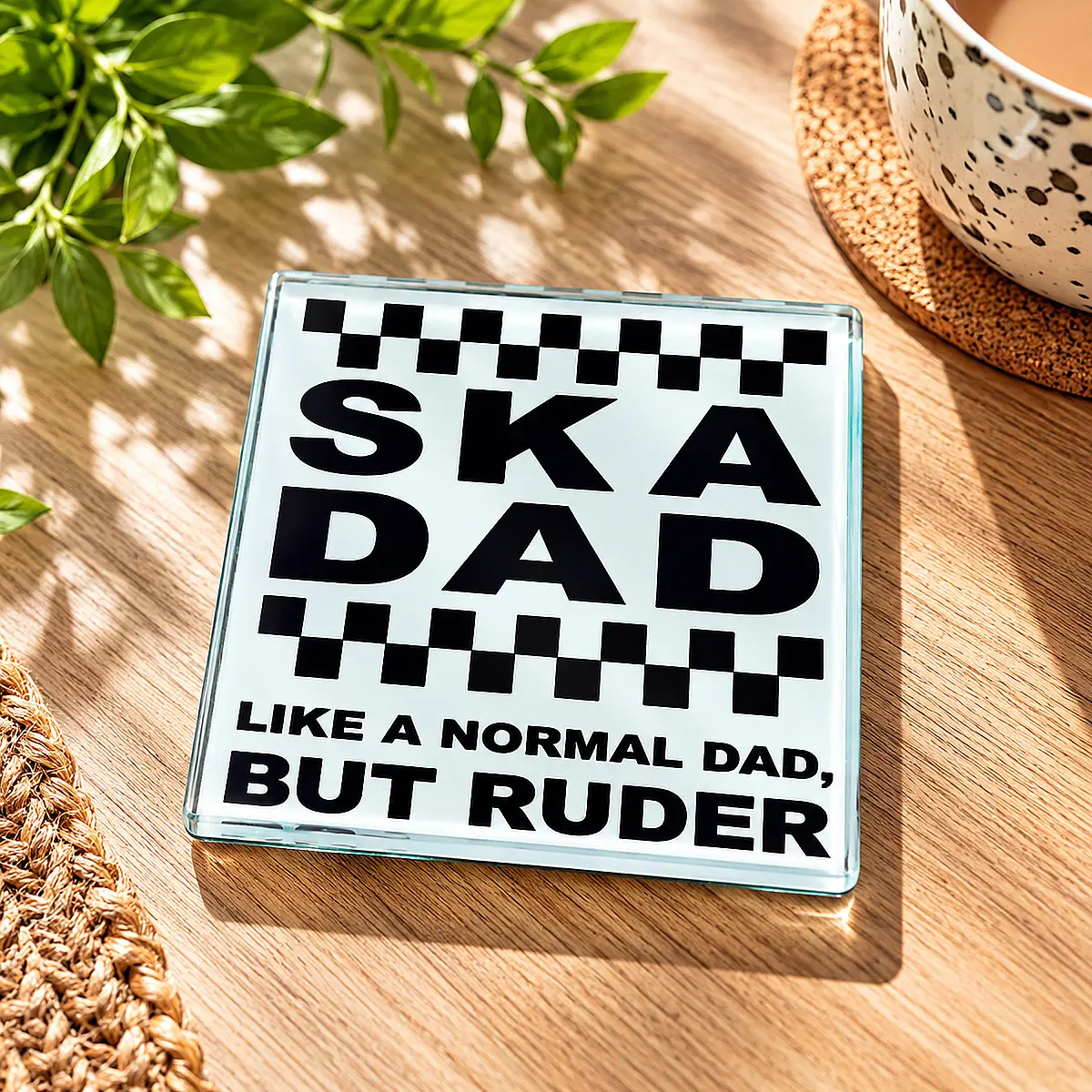 Ska Dad Glass Coaster – Single or Set of 4