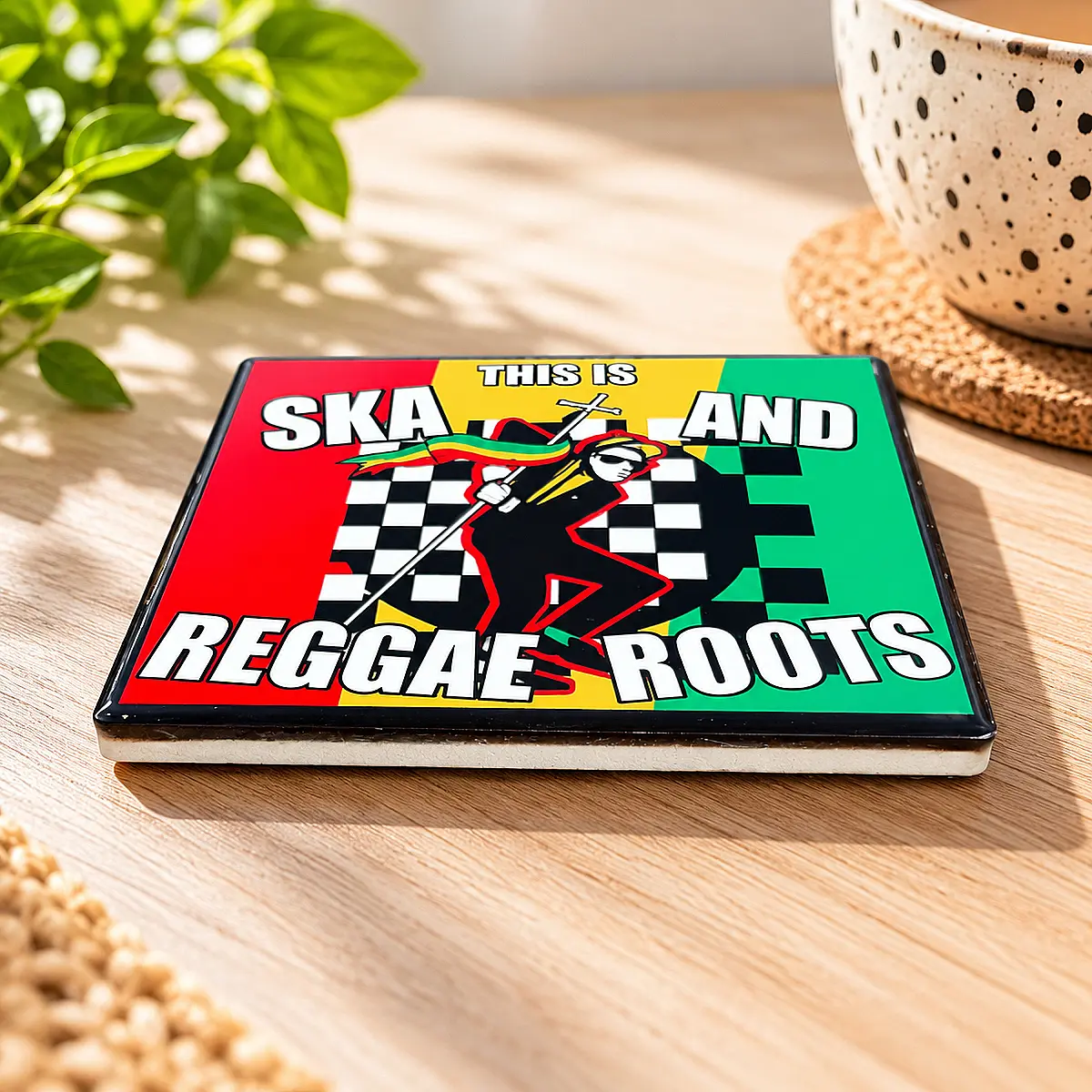 Ska &amp; Reggae Roots Ceramic Coaster – Single or Set of 4